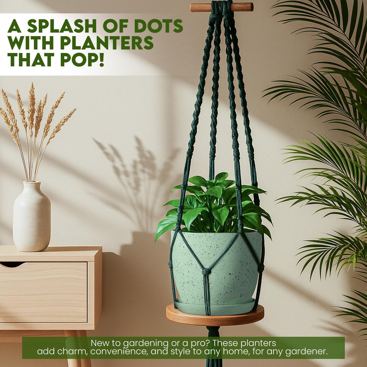 Utopia Home - Spotty Plant Pots Indoor with Drainage - 7/6.6/6/5.3/4.8 Inches Flower Pots - 10 Pack Plastic Planters - Ideal for Stocking Stuffers - (Speckled Mint, Pack of 10)