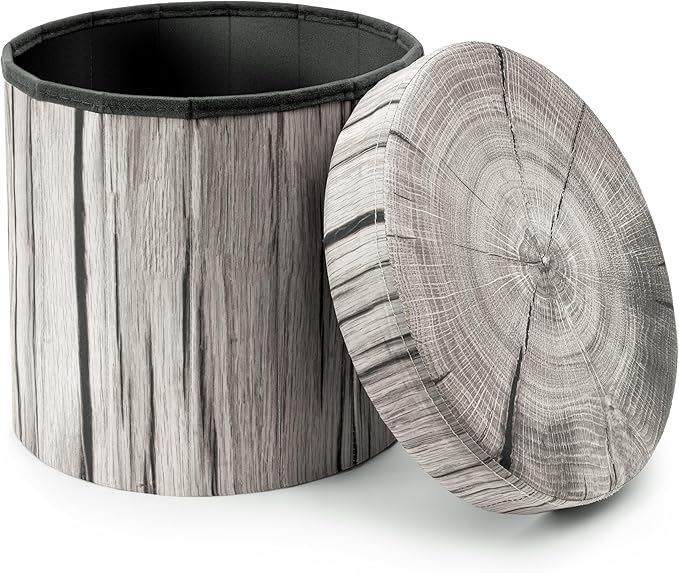 Sorbus Tree Stump Stool, Storage Ottoman 15 Inch Fake Tree Stumps Log Stool