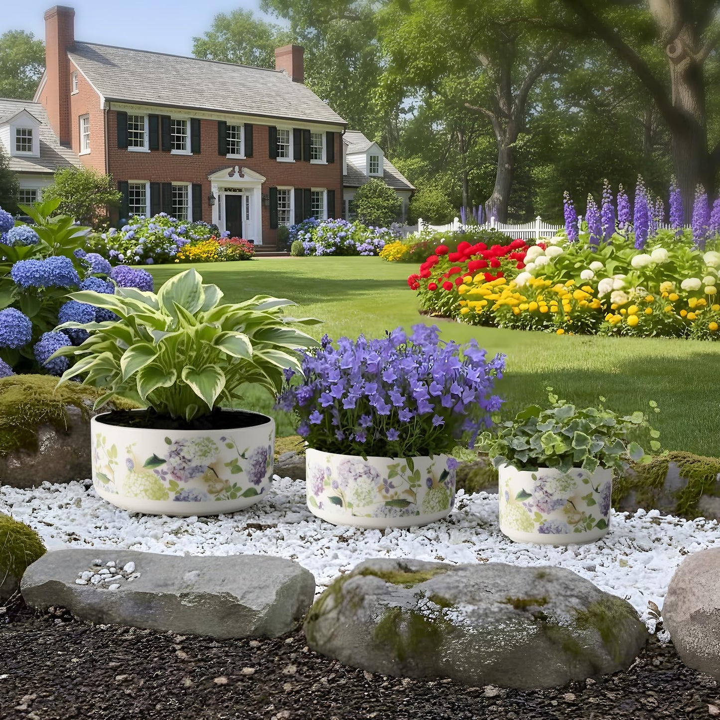 faghusp Ceramic Plant Pots Set of 3, Planters & Container Accessories Planters Indoor Outdoor Flower Planter for Home, Garden, Office Décor 6“ 5” 4“ (3, Porcelain White)