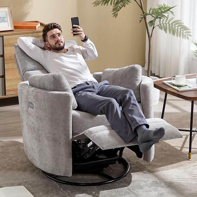 Power Recliner, Nursery Swivel Glider Rocking Chair