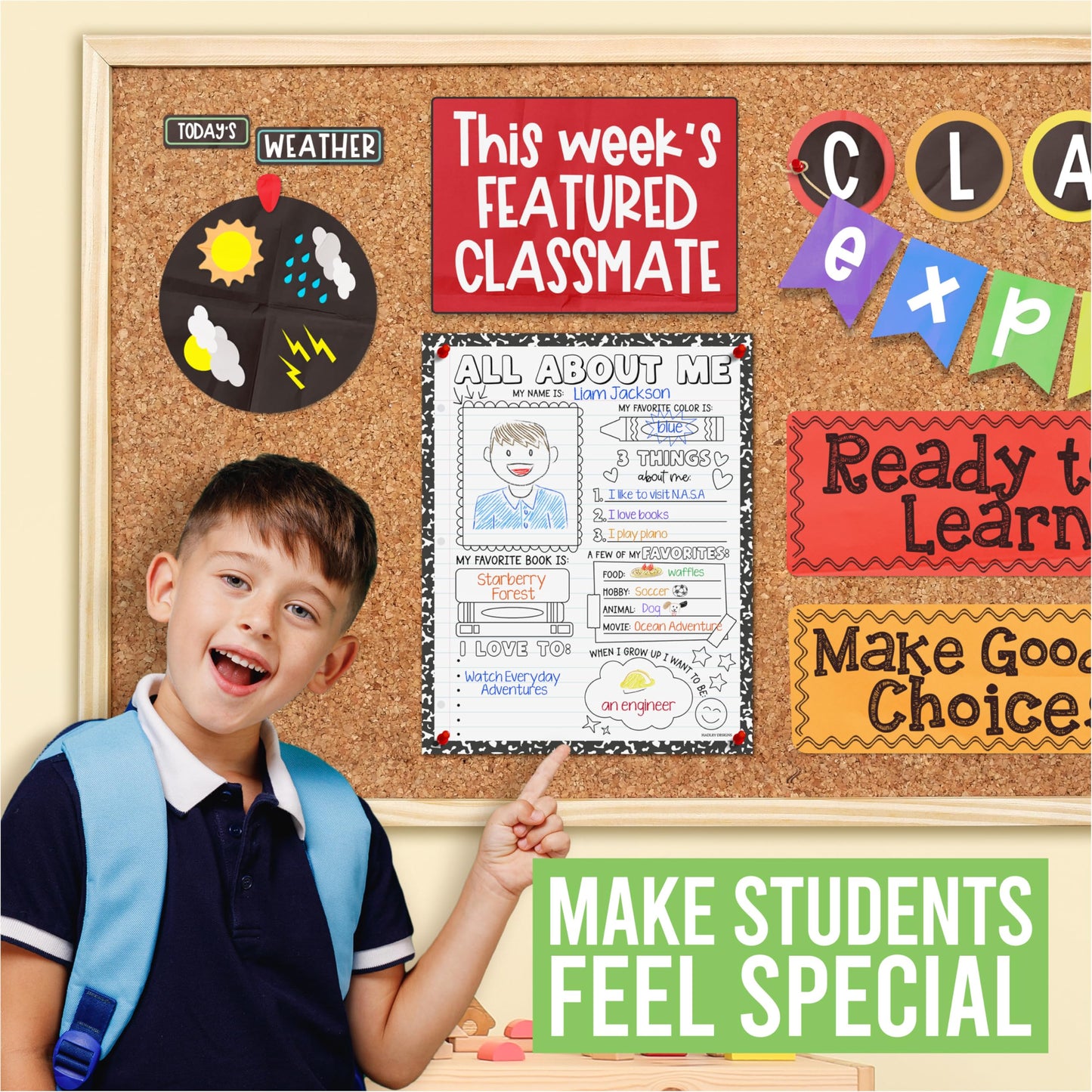 All About Me Posters for Classroom Must Haves - 20 Star Student Poster, 100 Days of School Items, Star of The Week Poster Elementary Classroom Decor, End of School Year Teacher Supplies
