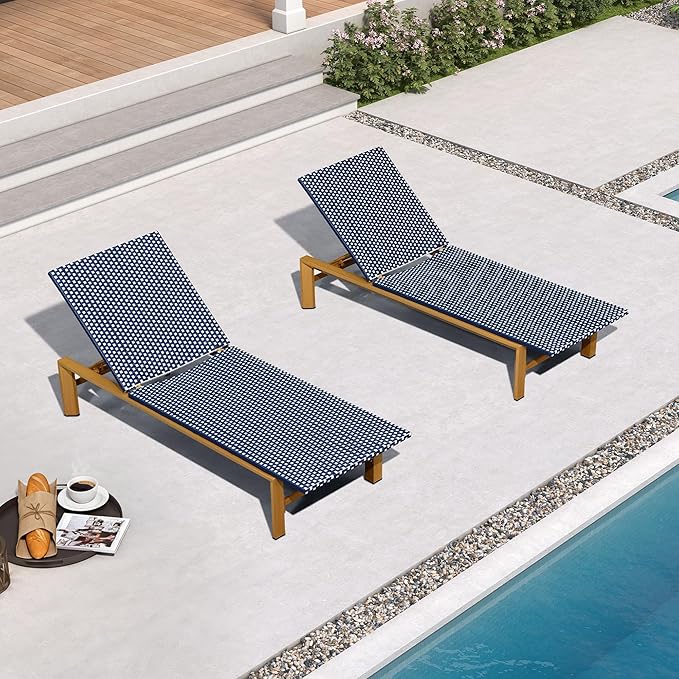 PURPLE LEAF Extra Wide Patio Chaise Lounge Set of 2 Outdoor Lounger French PE