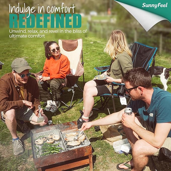 SUNNYFEEL Oversized Heated Rocking Camping Chair, Fully Padded Patio Chair