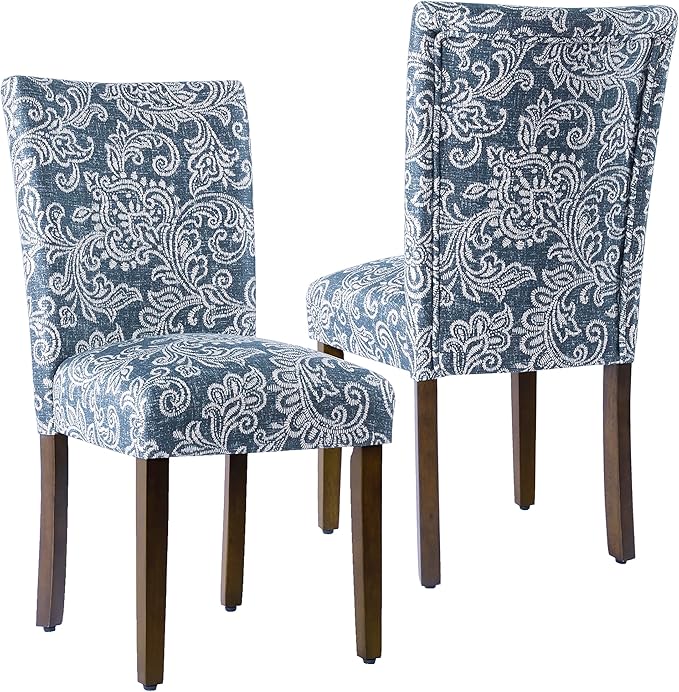 HomePop Classic Parsons Dining Chair -Denim Jacobean Print