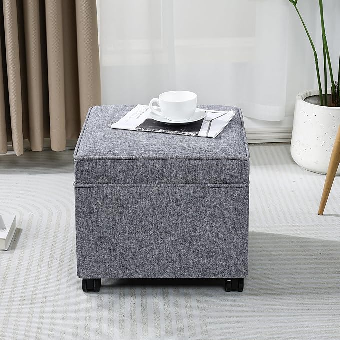 Adeco 17.5 Inch Square Storage Ottoman