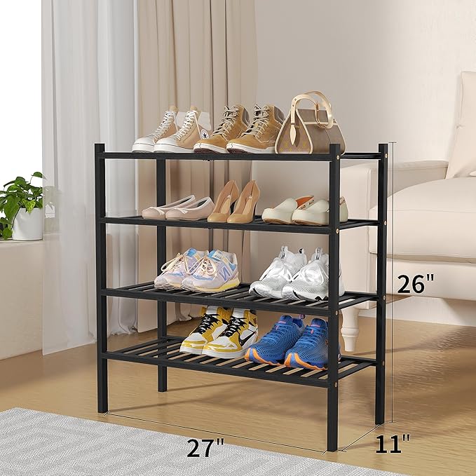 ROMGUAR CRAFT 4 Tier Bamboo Shoe Rack