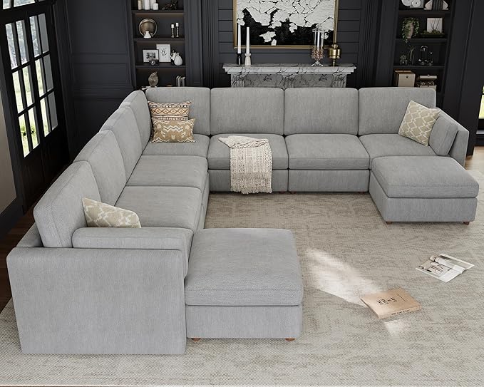 Oversized Modular Sectional Sofa, Solid Wood Frame Sofa, Removable Washable