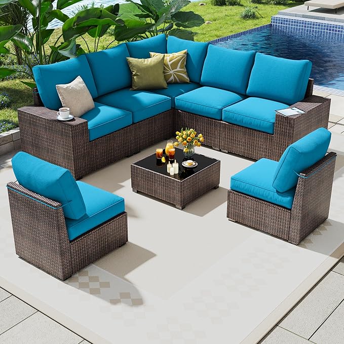 olimix 8 Piece Outdoor Patio Furniture Set, Outdoor Sectional Furniture