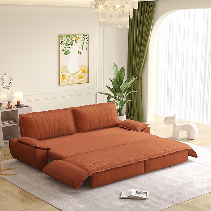 KEIKI 73.2" Pull Out Sleeper Sofa Bed Queen Size, 3-in-1 Convertible Couch