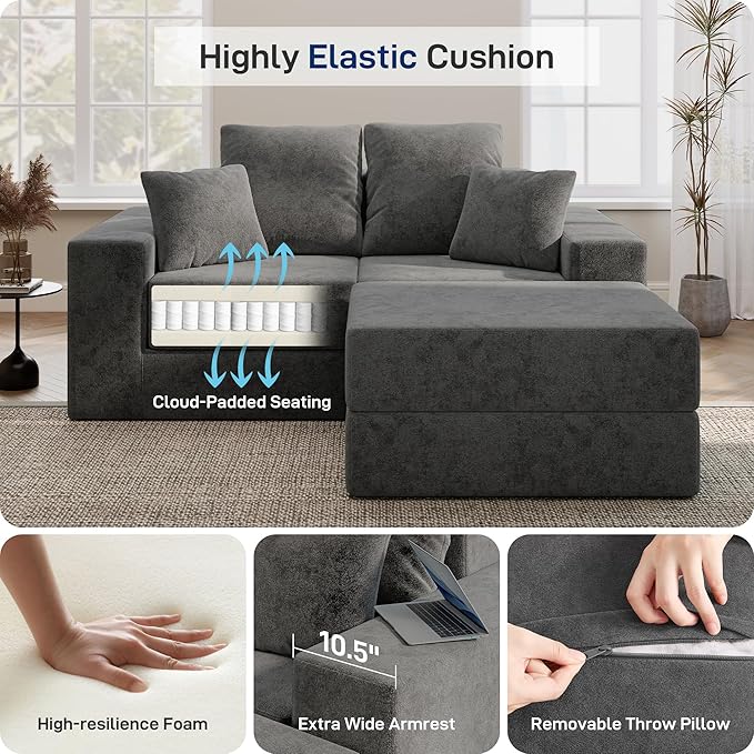 Cloud Modular Sectional Sofa, Comfy Boneless Couch