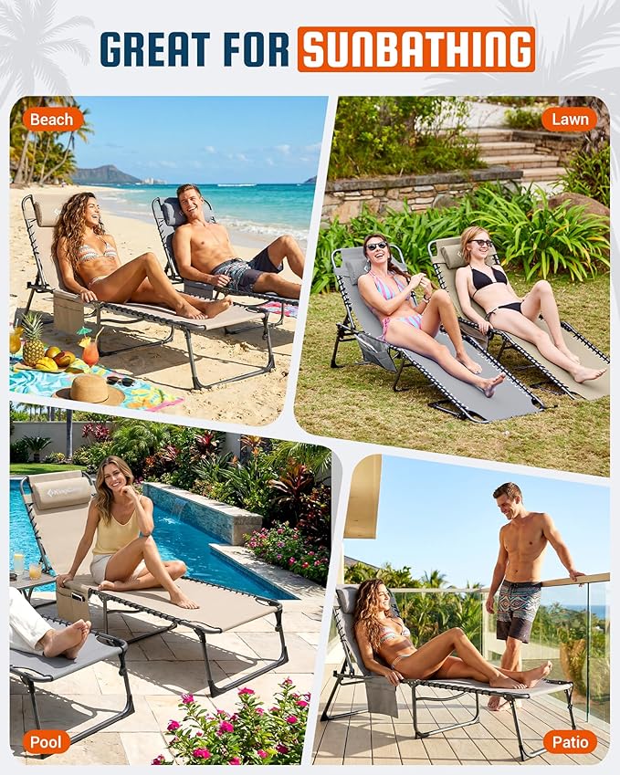 KingCamp Lounge Chair Outdoor, 400LBS Tanning Chairs