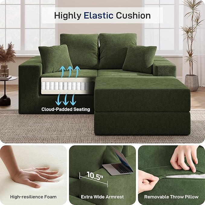 Cloud Modular Sectional Sofa, Comfy Boneless Couch