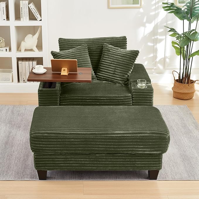 KEIKI Corduroy Storage Armrest Sofa, Single Versatile Seat