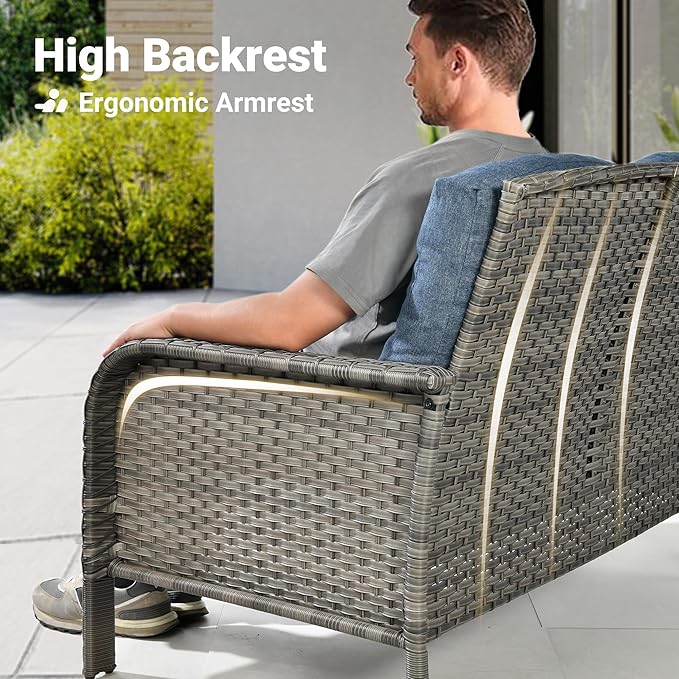 ovios 4-Piece Patio Furniture Set, Outdoor Wicker Sofa