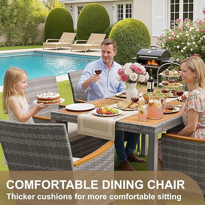 Devoko Dining 7 PCS Furniture, Patio Conversation Set