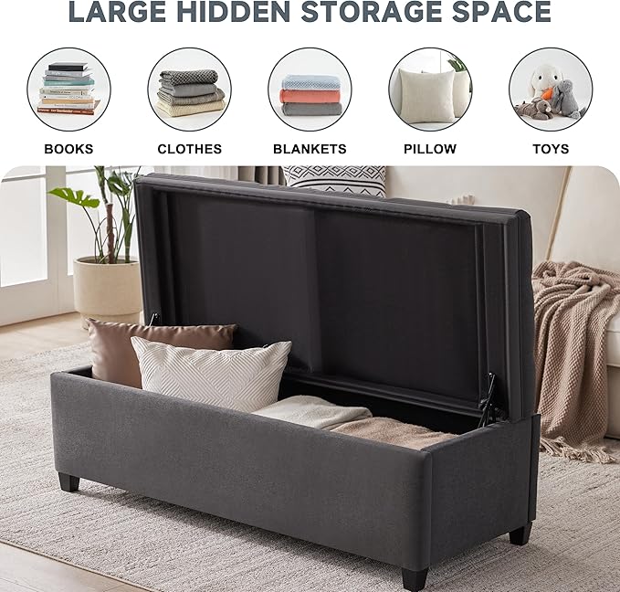 Mangodan 50" Storage Ottoman Bench, Tufted Ottoman