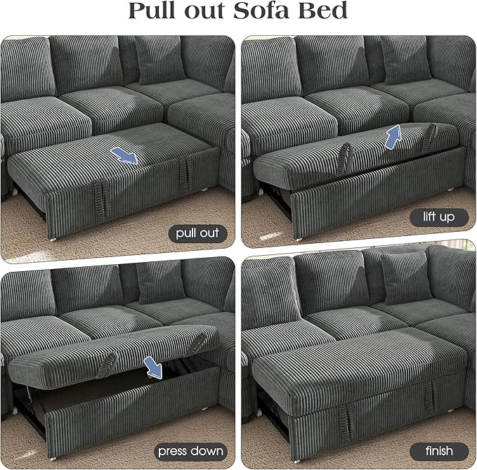 Ihanherry 6-Seater Large Sectional Sofa Bed