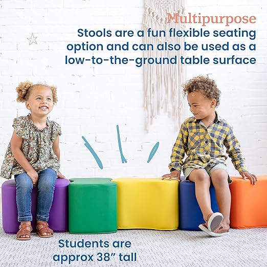 ECR4Kids SoftZone Toddler Modular Stool Set, Flexible Seating