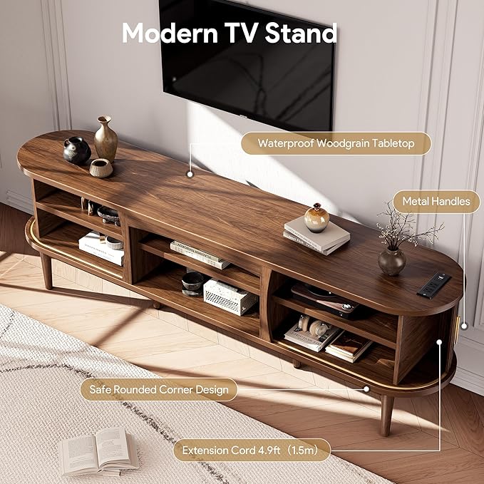 Decofy Mid Century TV Stand for TVs up to 90 Inches, Entertainment Center