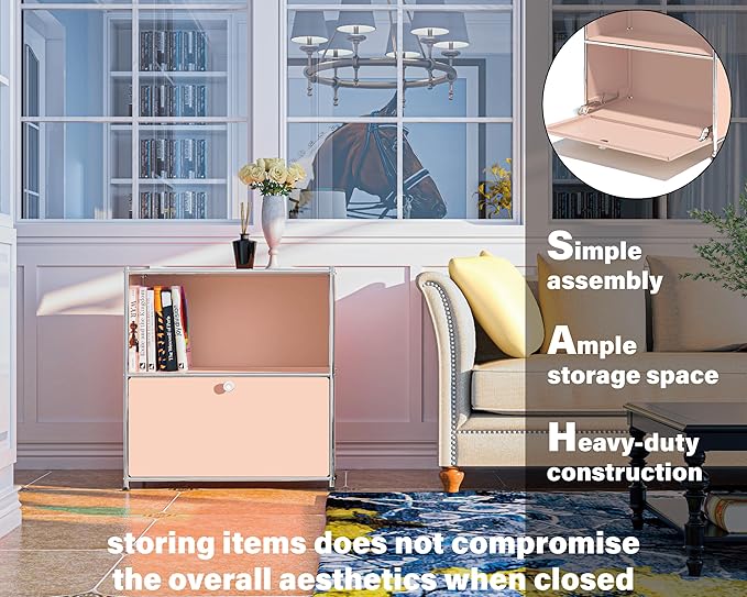 32.5-Inch Flip-Top Side Table & Buffet Cabinet