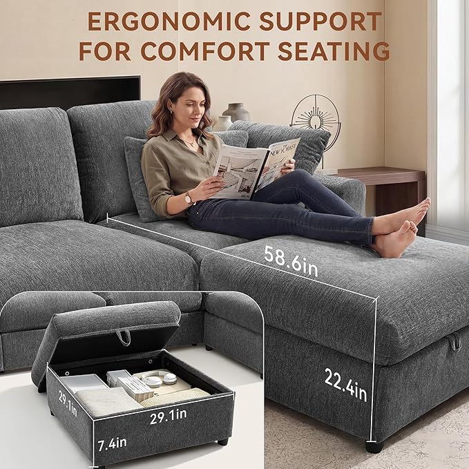Ihanherry 141" Oversized Cloud Sectional Couches