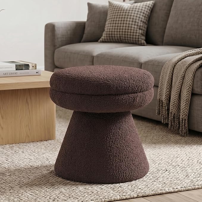 Furniture of America Rami Modern 18-inch Mushroom-Shape Upholstered Ottoman