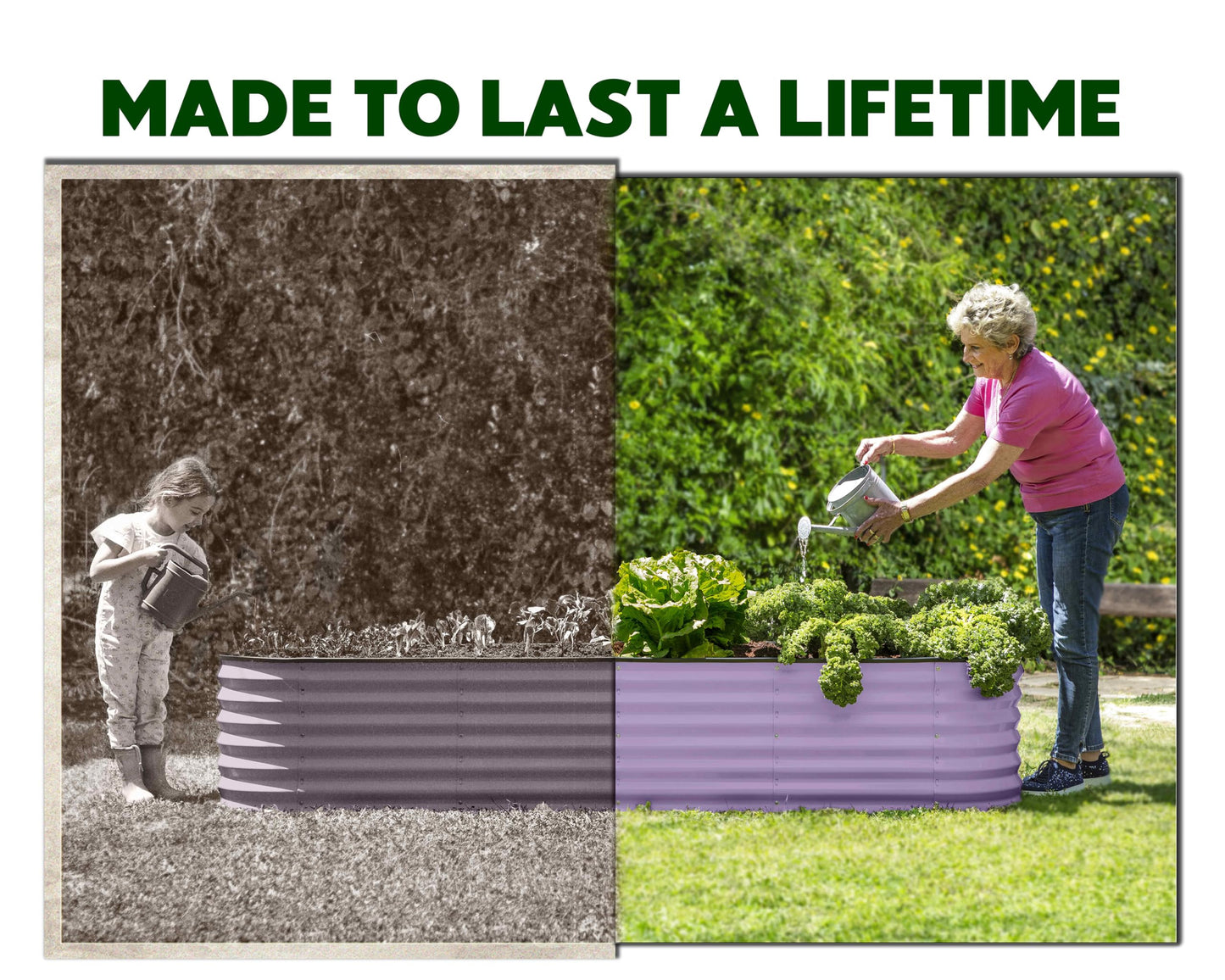9-in-1 Galvanized Steel Raised Garden Bed // 8×2×1.5 ft Modular Planter for Gardening, Vegetables, Flowers // 18" Tall Metal Raised Garden Beds Outdoor (Lavender) // Patented Design Planter Box