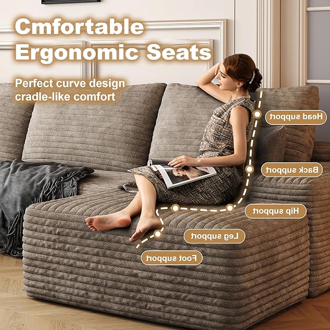 108" Sectional Couches for Living Room Cloud Couch Sofa