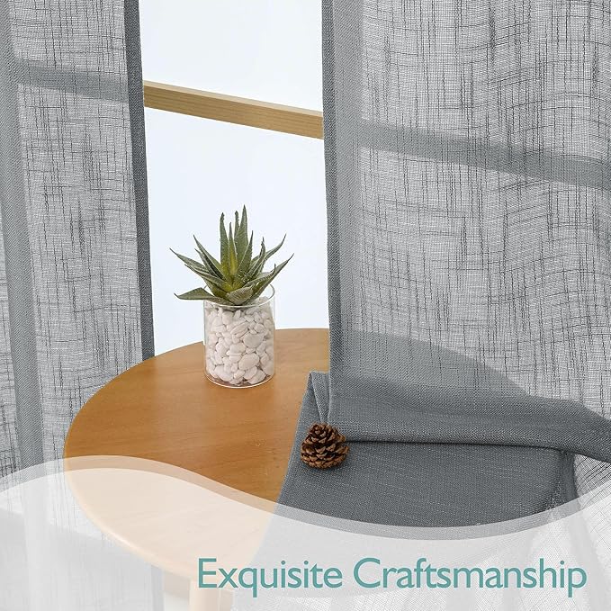 Chyhomenyc Charcoal Grey Semi Sheer Curtains 54 Inch Length