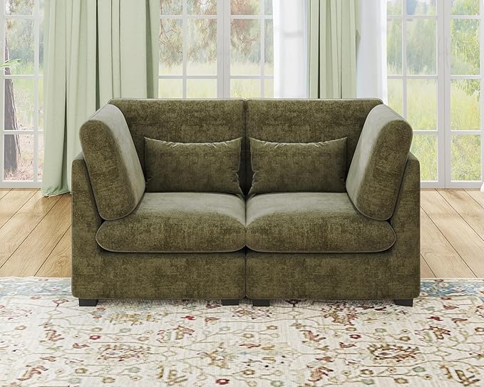 77" Oversized Chenille Couch Modular Sectional Sofa, Washable Cloud Couch