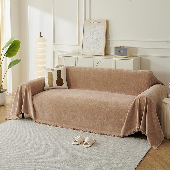 Couch Cover for Dogs, Boho Sofa Covers for 3 Cushion Couch, Chenille Sofa