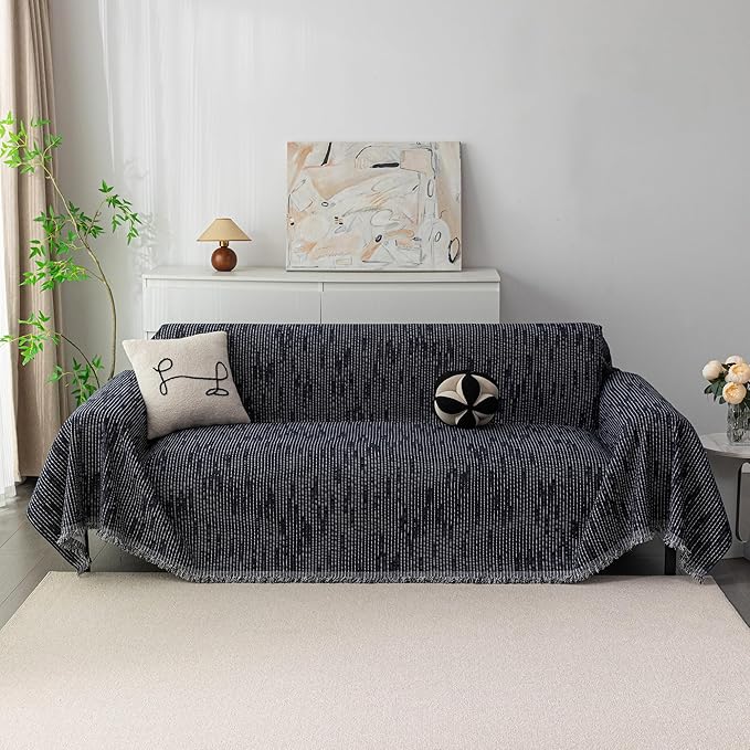 MYSKY HOME Boho Couch Cover Navy Sofa Covers