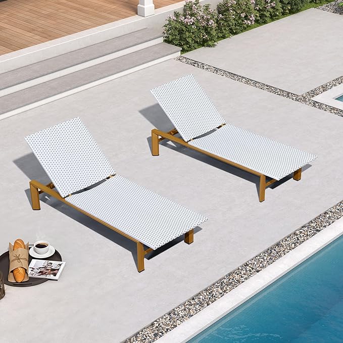PURPLE LEAF Extra Wide Patio Chaise Lounge Set of 2 Outdoor Lounger French PE