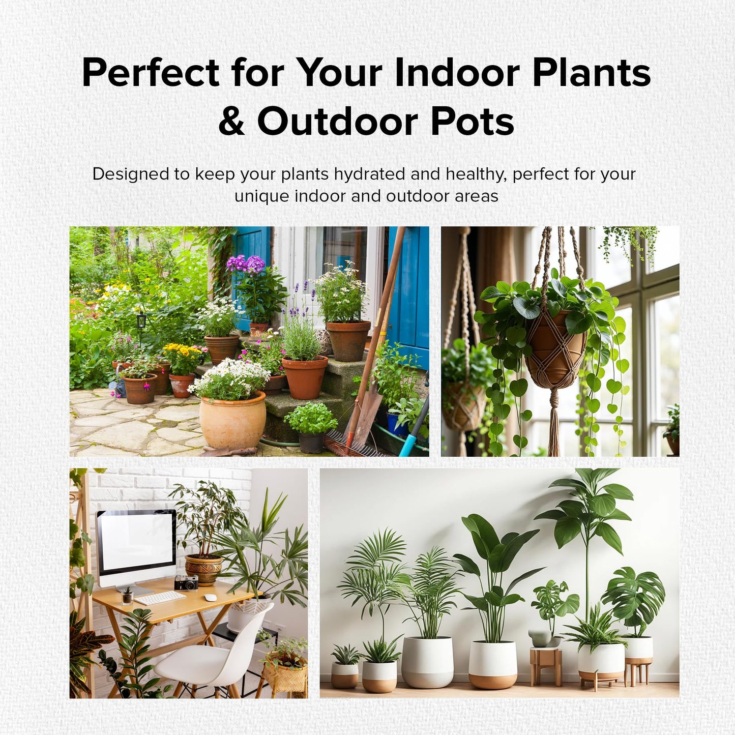 The Olla Company Plant Watering Spikes with Lids - Ideal for 4”-6” Pots - Vacation Friendly - Terracotta - Small - Set of 4