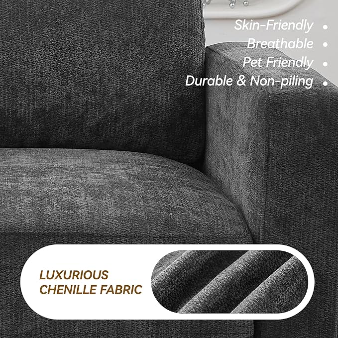 77.4" Chenille Modular Loveseat Oversized Upholstered 2 Seater Sectional Sofa
