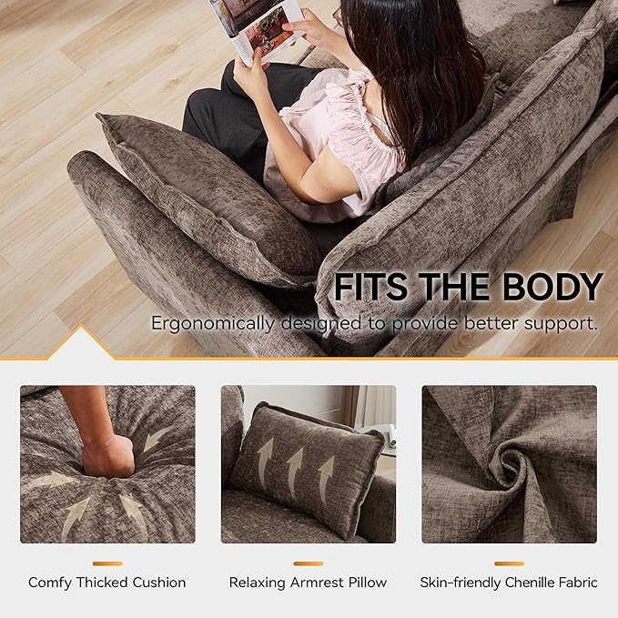 113'' V Shaped Cloud Sectional Sofa, Oversized Deep Seat Couches