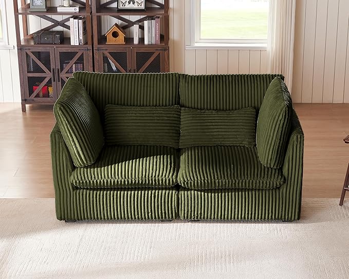 77" Oversized Corduroy Couch Modular Sectional Sofa, Washable Cloud Couch