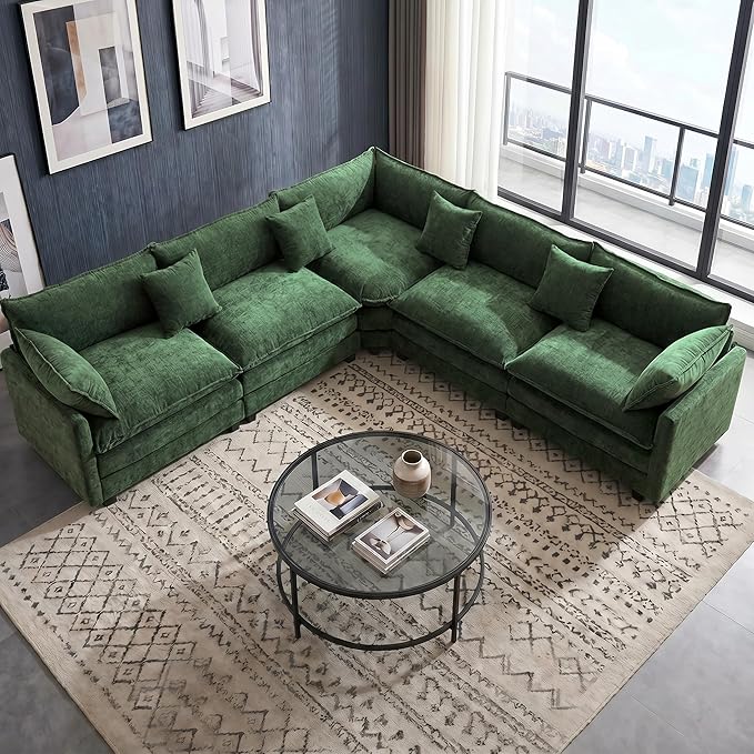 111.4" V-Shaped Corner Couch Sectional｜5 Seat Customizable Modular Cloud