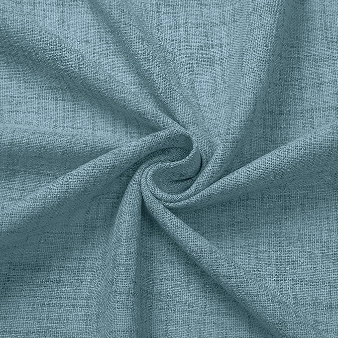 Tollpiz Linen Curtain Living Room Rod Pocket Semi Sheer Curtains Burlap Light Filtering Thick Linen Drape for Bedroom, 54 x 72 inches Long, Dusty Blue, Set of 2 Panels