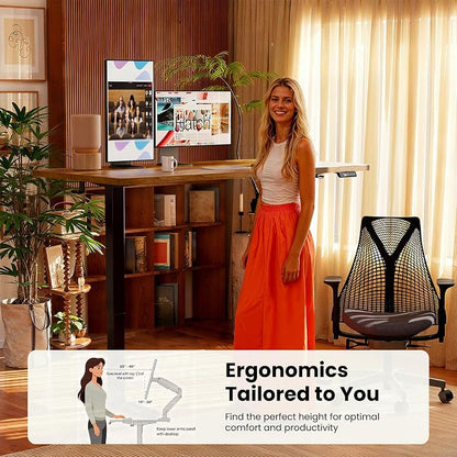 ErGear Height Adjustable Electric Standing Desk, 40 x 24 Inches Sit Stand up Desk, Memory Computer Home Office Desk, Vintage Brown