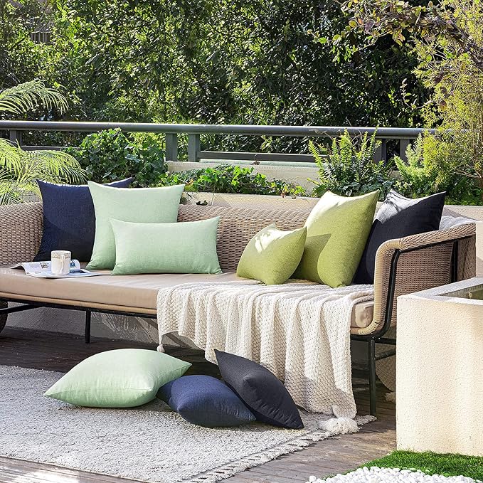 MIULEE Pack of 2 Decorative Outdoor Solid Waterproof Throw Pillow Covers Spring