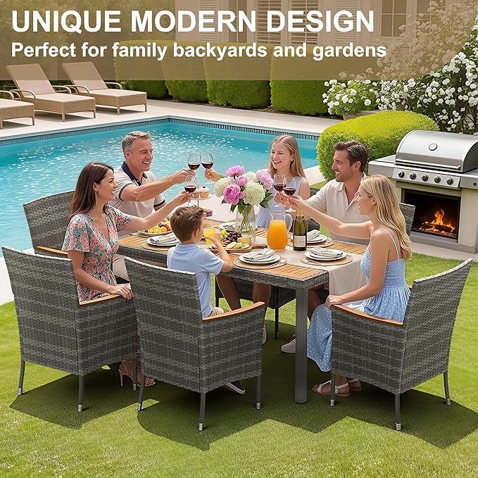 Devoko Dining 7 PCS Furniture, Patio Conversation Set