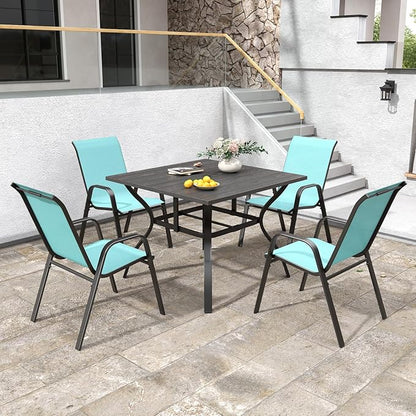 Patio Chairs Set of 4, Stackable Outdoor Dining Chairs for All Weather Textilene Fabric & Metal Frame, Outdoor Chairs Set for Backyard Deck Garden