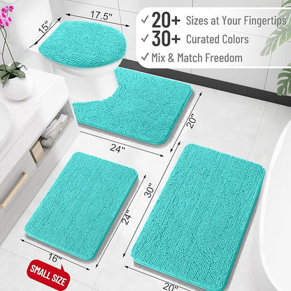OLANLY Large Bathroom Rugs 45x27, Extra Soft Absorbent Chenille Bath Rugs, Rubber Backing Quick Dry, Machine Washable Bath Mats for Bathroom Floor, Tub and Shower, Home Decor Accessories, Teal
