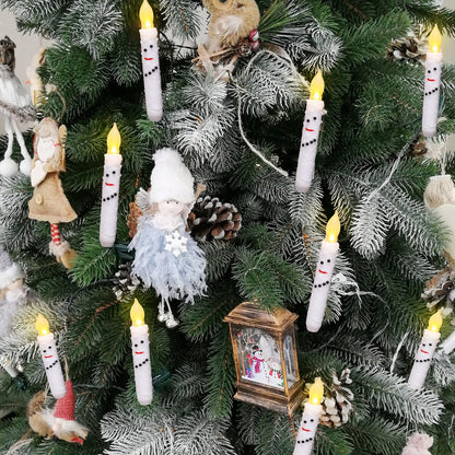 Baquler 6 Pcs Christmas Snowman Flameless Candles 6.5 Inch Short Winter Taper Candles Battery Operated LED Candlesticks for Christmas Party Table Centerpieces Xmas Winter Home Decorations