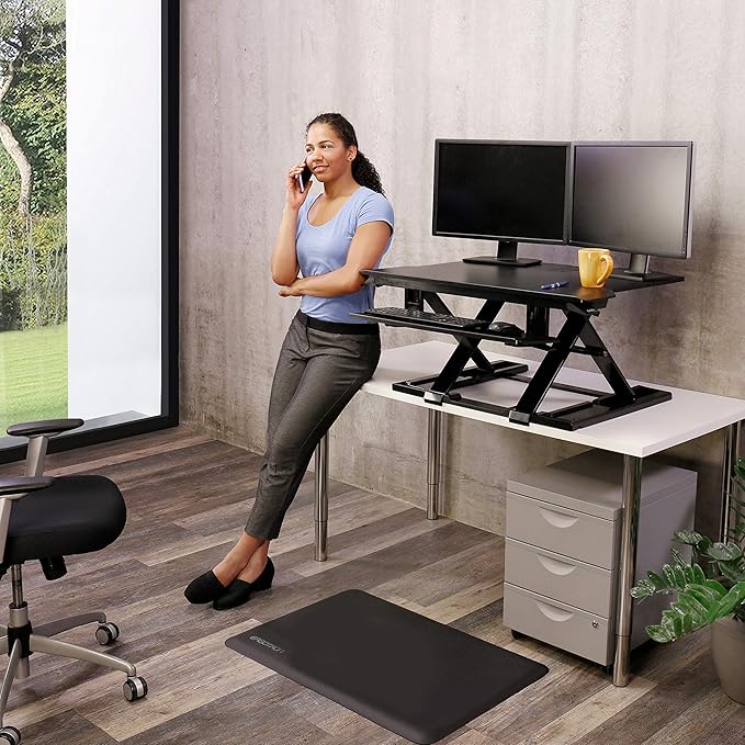 Ergotron – WorkFit-TX Standing Desk Converter, Dual Monitor Sit Stand Ergonomic Desk Riser for Tabletops – 32 Inch Width, Black