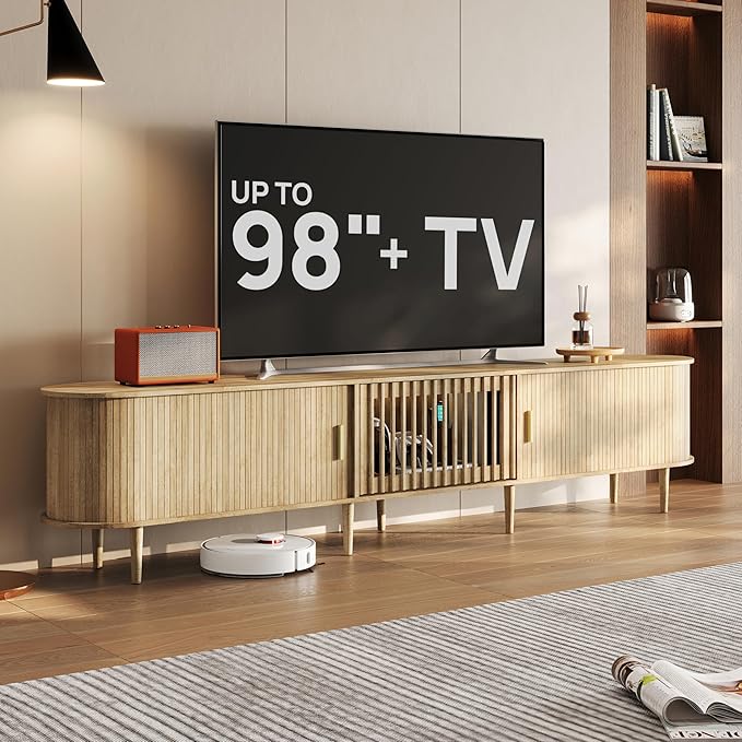 94.5" Fluted Mid Century Modern TV Stand