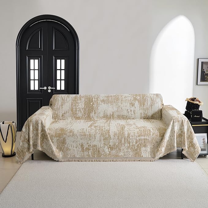 MYSKY HOME Sectional Couch Cover Khaki Geometric Abstract Sofa Covers