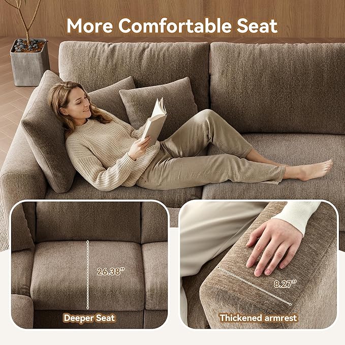 WorthFurni 140” Oversized Cloud Sectional Couches