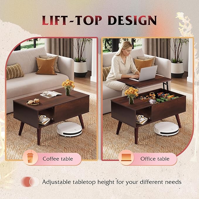 WLIVE Coffee Table for Living Room, Small Coffee Table